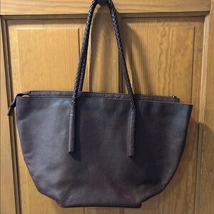 Noonday Collection Dark Brown Tote with Braided Handles